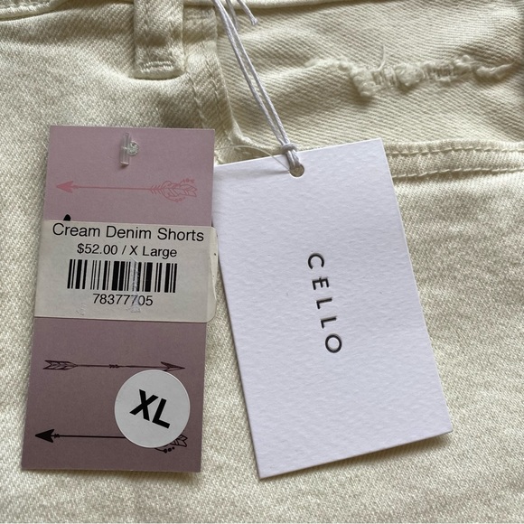CELLO EFFORTLESSLY CASUAL HIGH RISE RAW HEM MOM SHORTS IVORY New - Picture 9 of 12